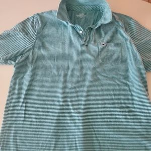 Vineyard Vines cotton shirt size XL teal green/blue stripe